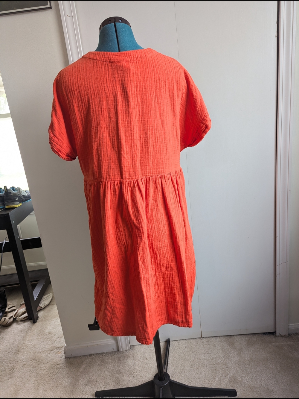 Universal Thread Orange V-Neck Gauze Tunic Dress - Picture 2 of 5